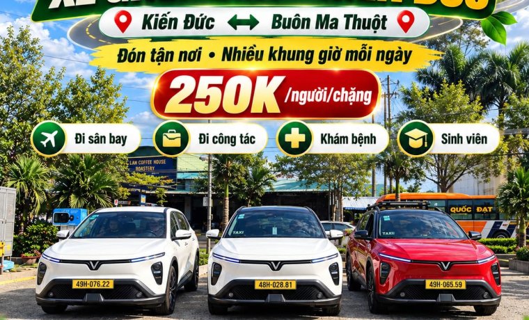 Xe Ghép BMT – Kiến Đức 250K | Đón Tận Nơi Hàng Ngày