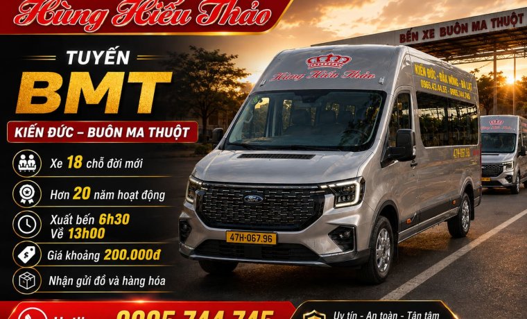 Nhà Xe Hùng Hiếu Thảo Tuyến BMT – Hotline 0905 744 745
