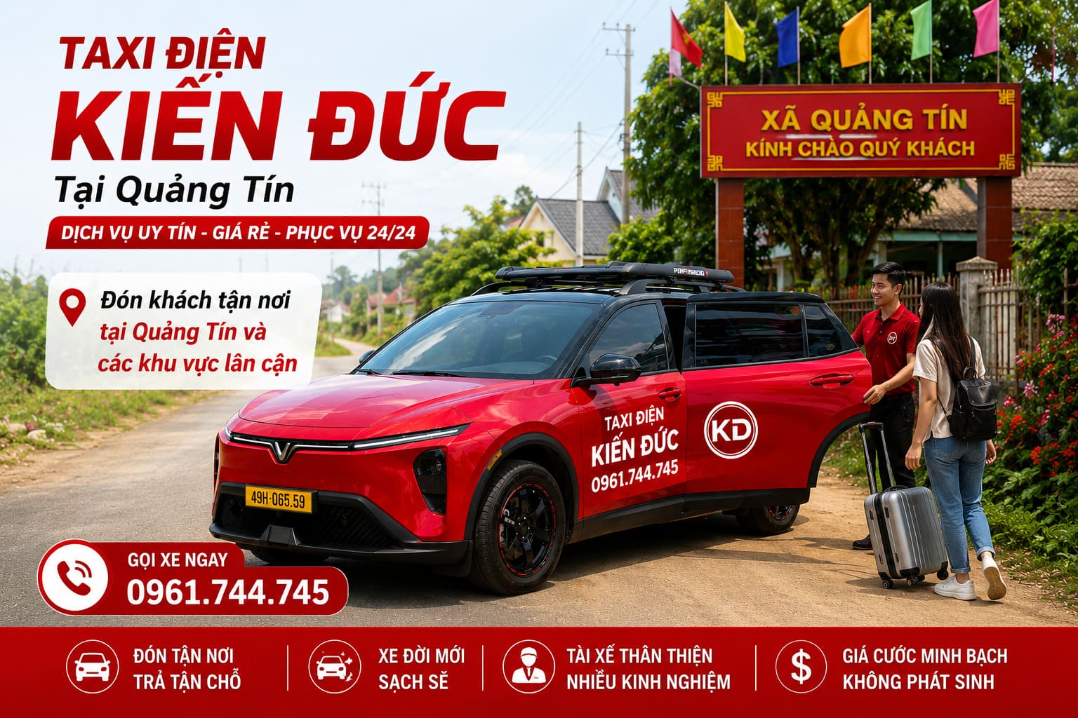 Taxi Kiến Đức đón khách tận nơi tại Quảng Tín