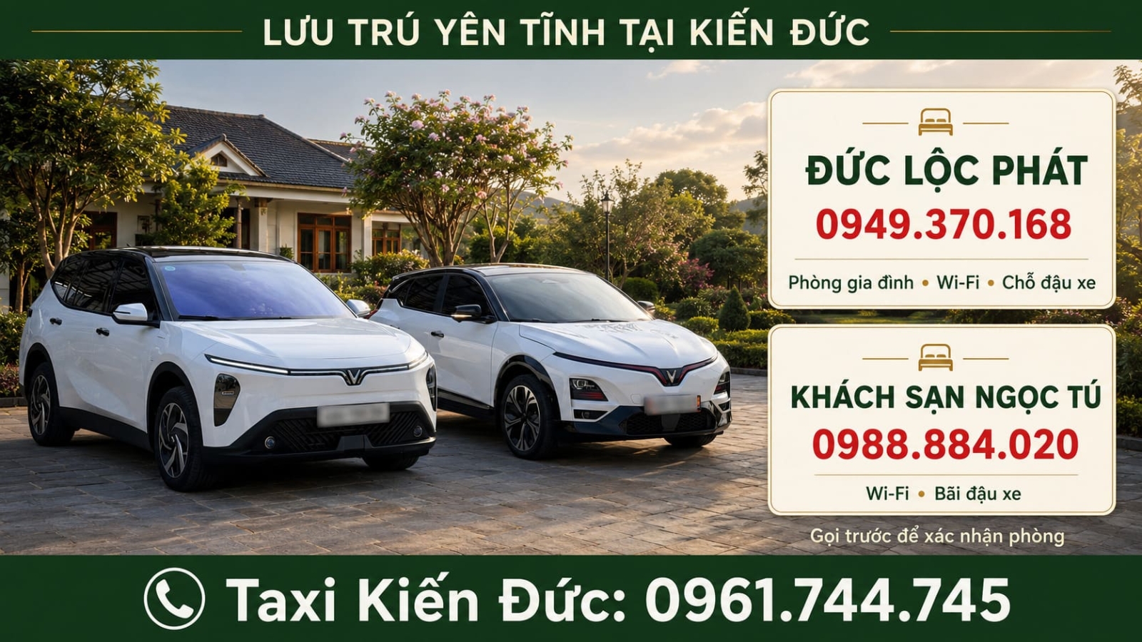 Thông tin lưu trú tại Kiến Đức – nên gọi trước để xác nhận phòng.