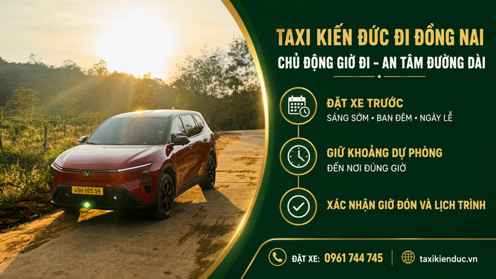 Taxi Kiến Đức khởi hành sớm đi Đồng Nai