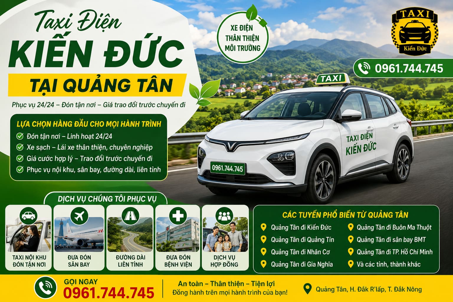 Taxi Kiến Đức đón khách tại nhà ở Quảng Tân