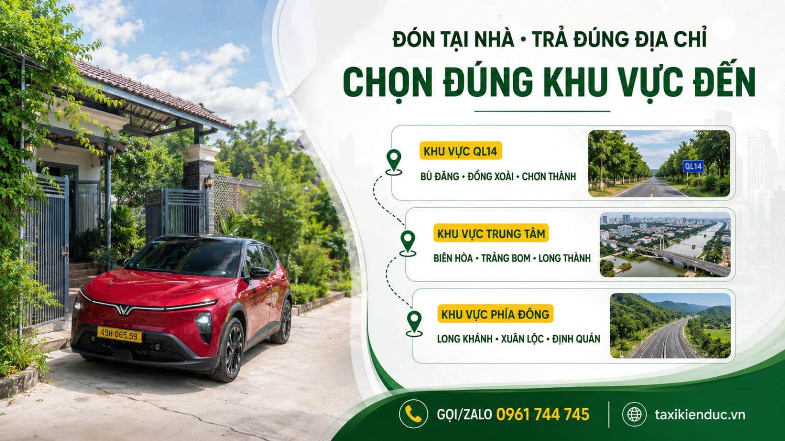 Đội xe Taxi Kiến Đức phục vụ chuyến đi Đồng Nai