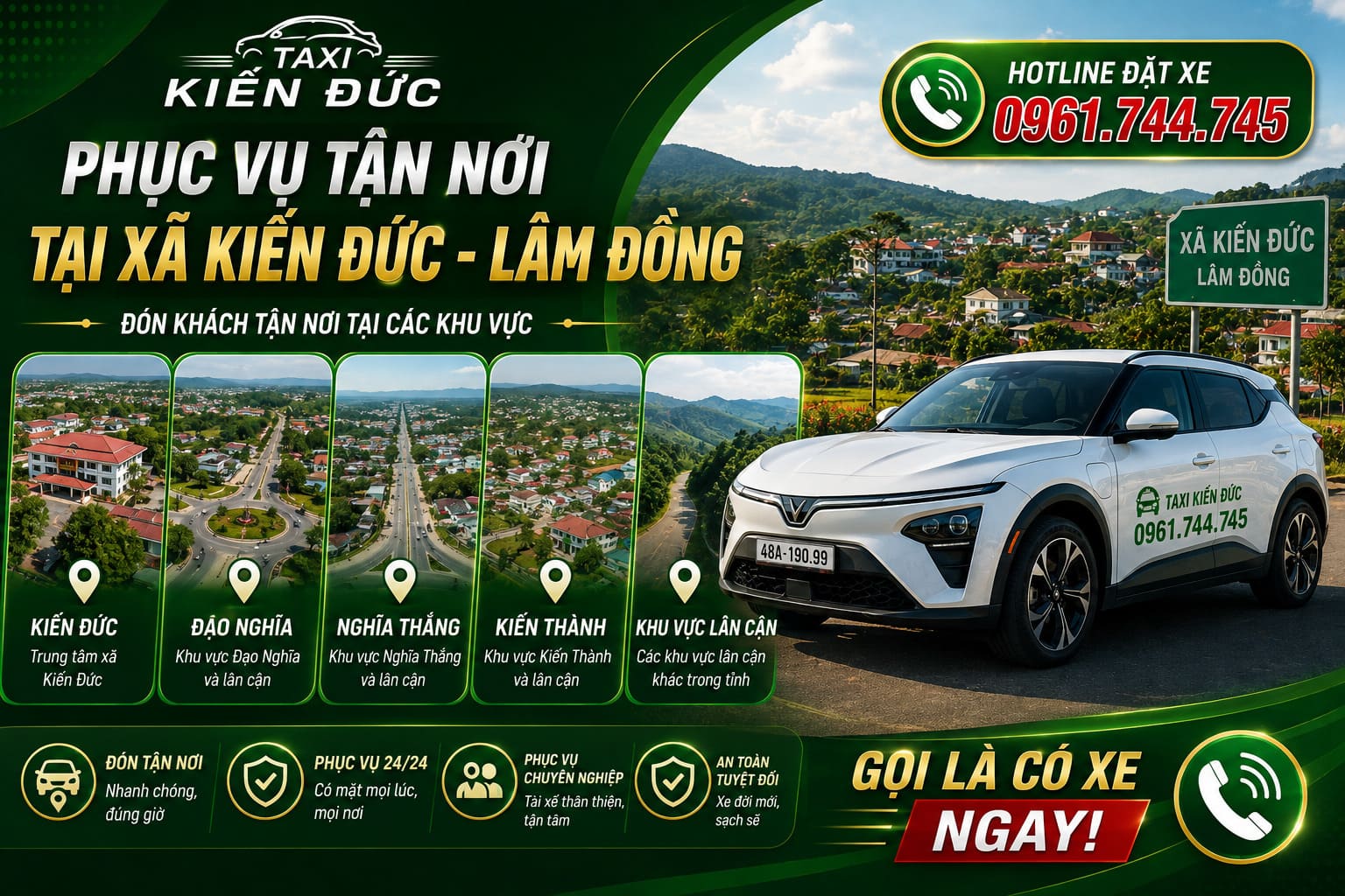 Đội xe Taxi Kiến Đức phục vụ cưới hỏi và đường dài