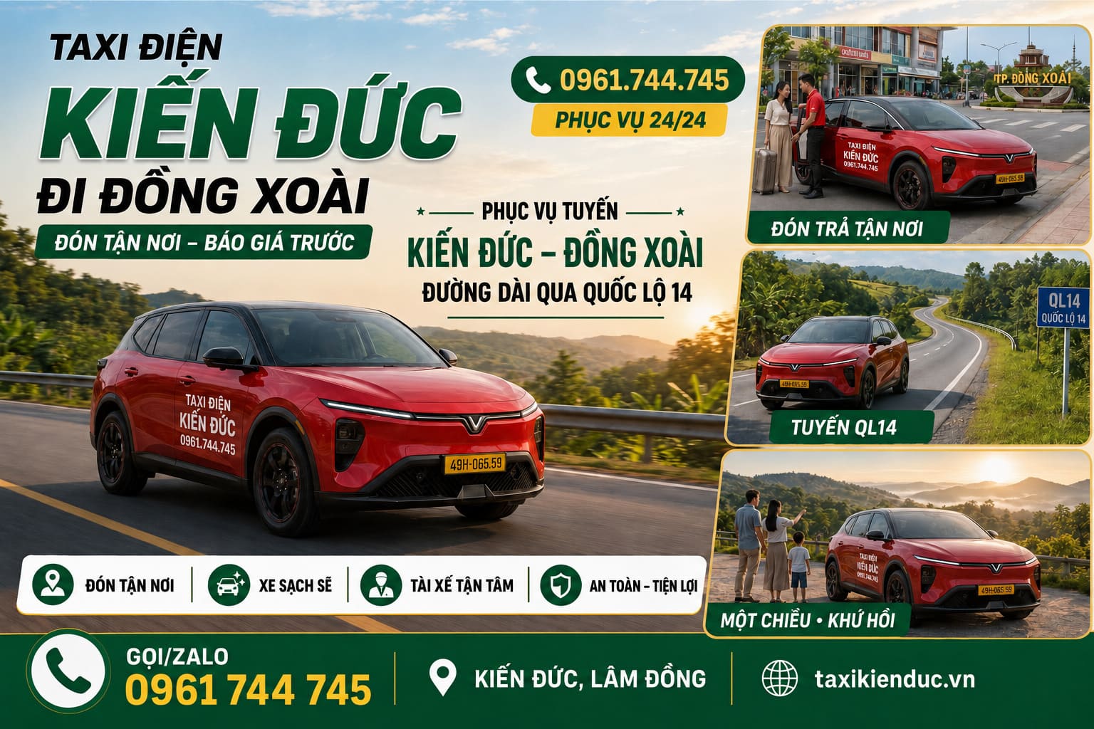 Taxi Kiến Đức đi Đồng Xoài đón khách tận nơi