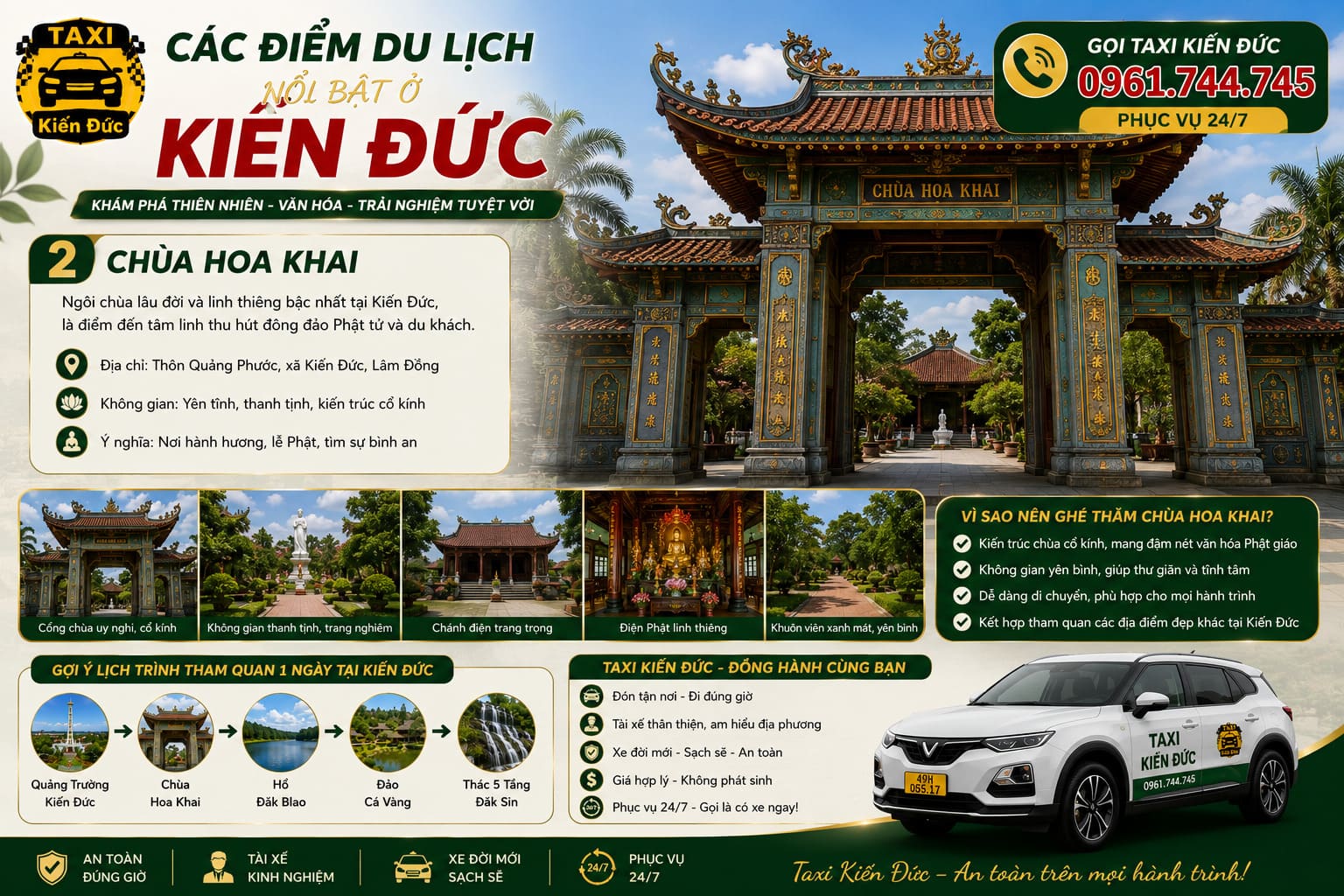 Chùa Hoa Khai điểm du lịch tâm linh tại Kiến Đức