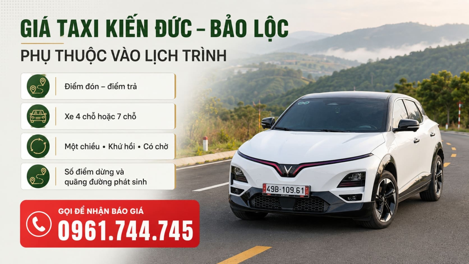 Các yếu tố ảnh hưởng đến giá taxi Kiến Đức đi Bảo Lộc