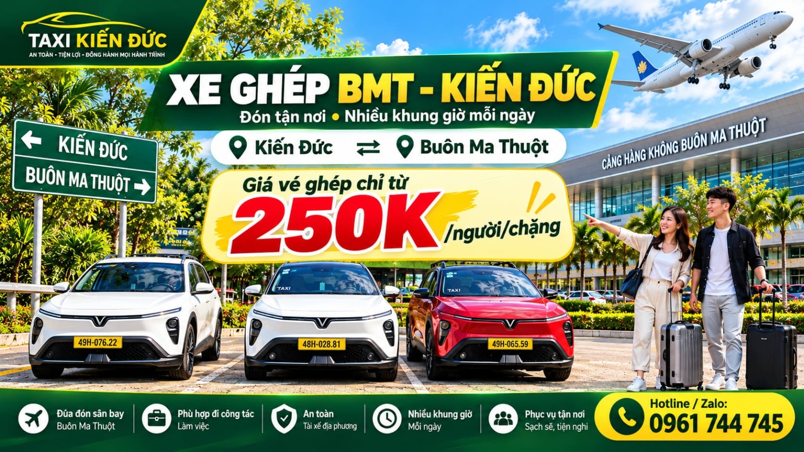 Xe Ghép BMT Kiến Đức đi Buôn Ma Thuột giá 250K