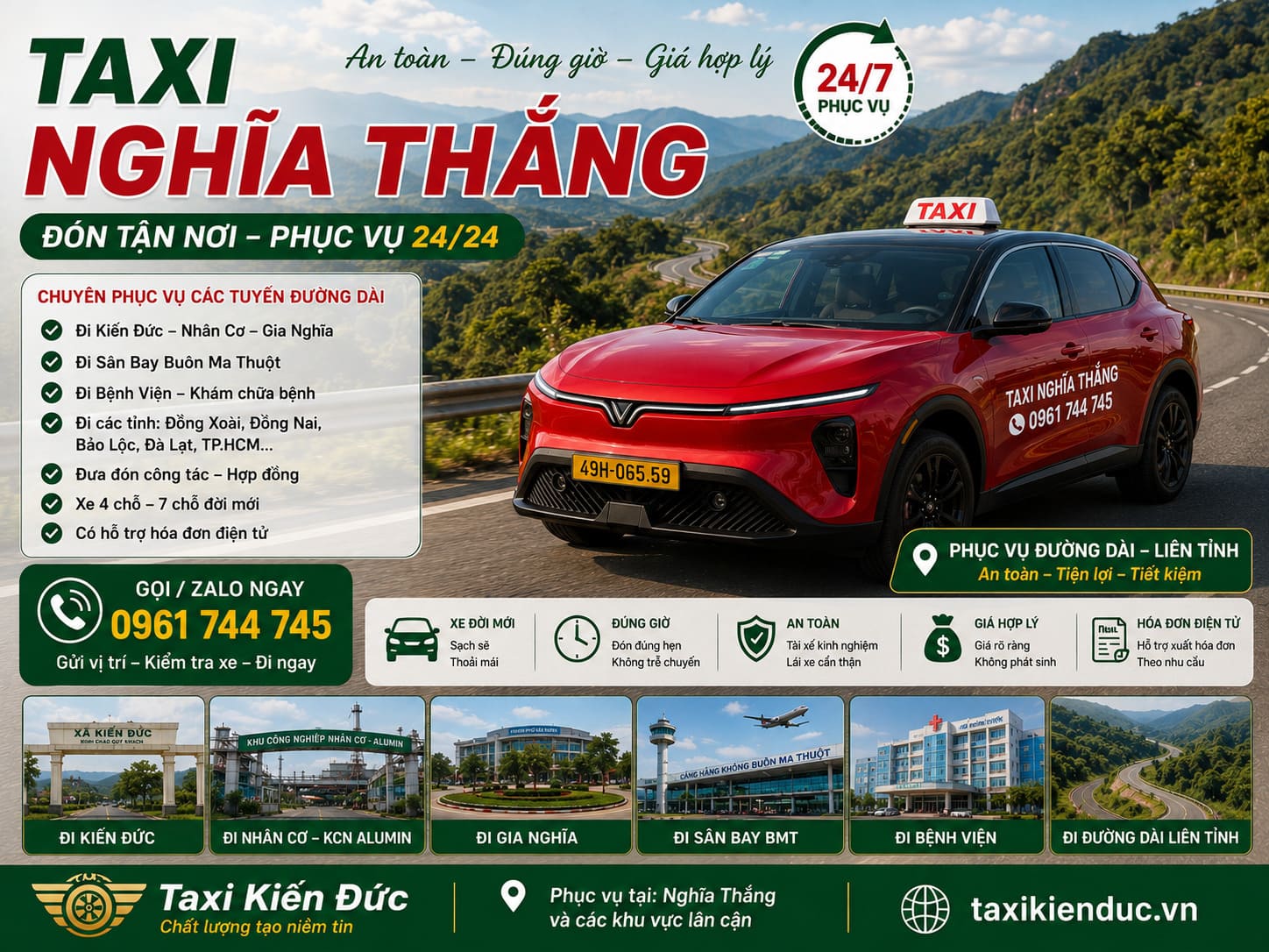 Taxi Nghĩa Thắng đi đường dài liên tỉnh