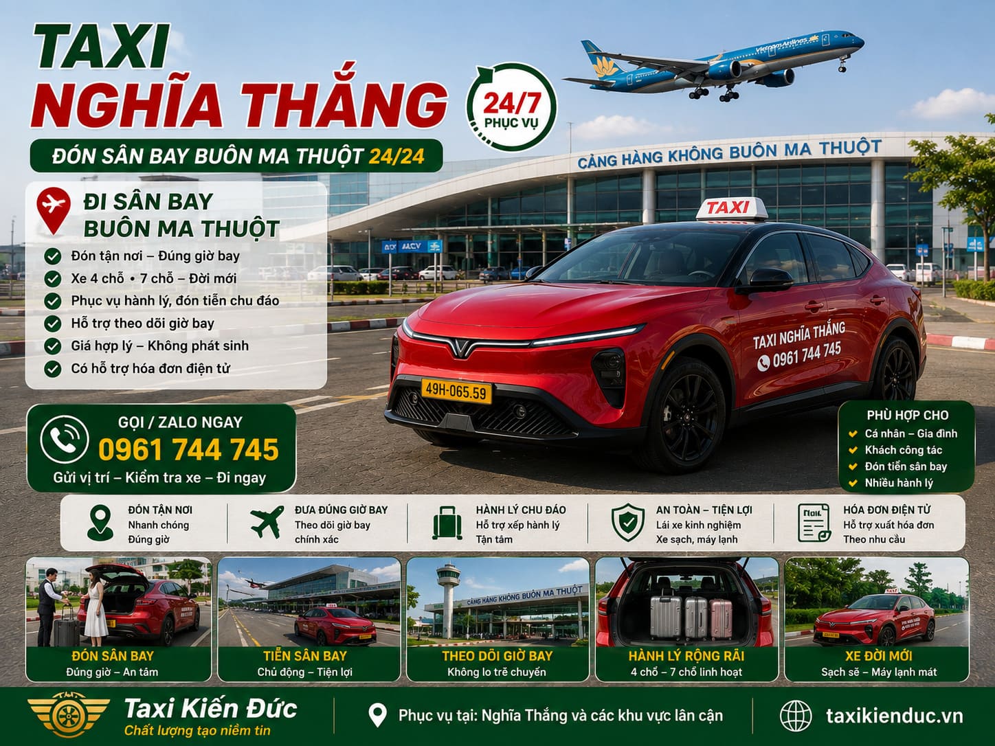 Taxi Nghĩa Thắng đi sân bay Buôn Ma Thuột