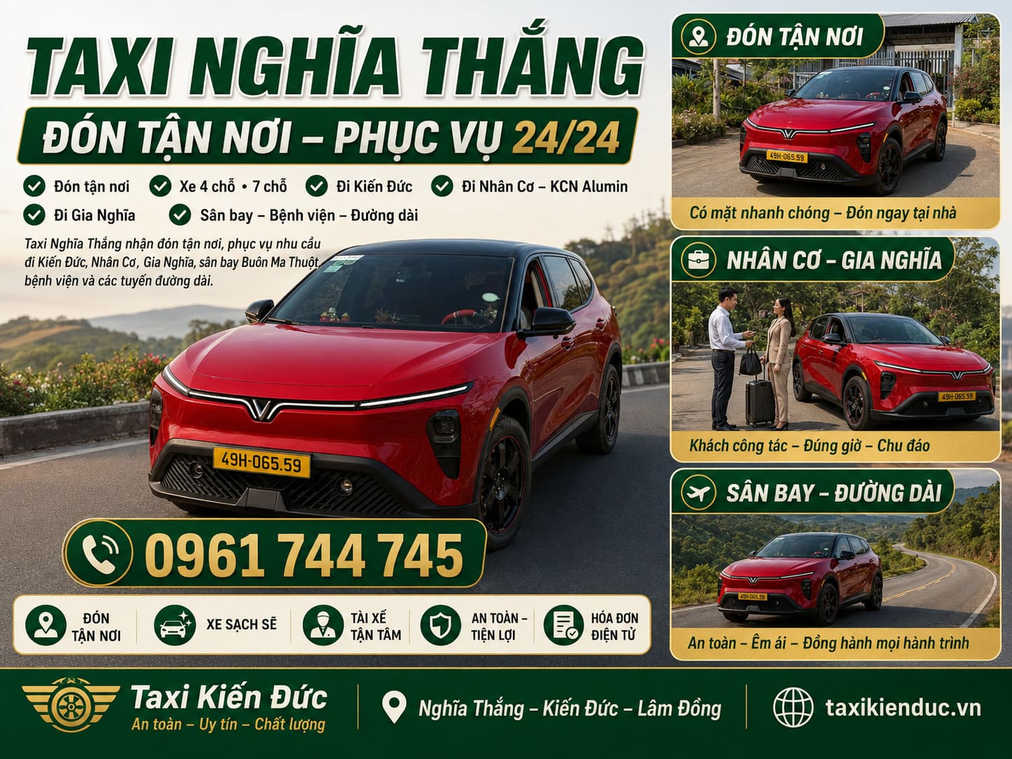 Taxi Nghĩa Thắng 24/24 đón tận nơi